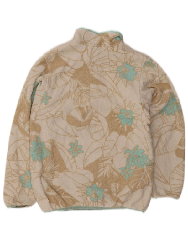 Patagonia Girls Button Neck Fleece Jumper 13-14 Years XL Beige Floral