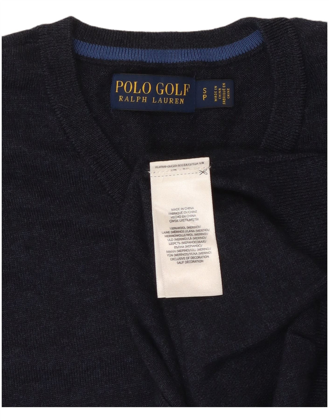 POLO RALPH LAUREN Pulover cu decolteu în V pentru bărbați din lână merino bleumarin mic