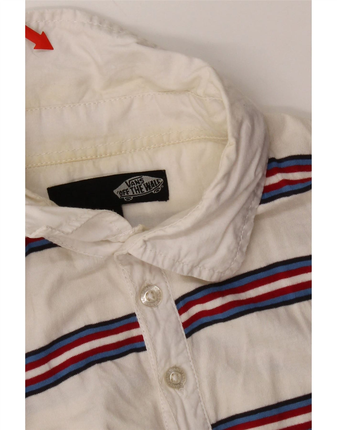 Tricou polo Vans pentru bărbați, bumbac cu dungi albe medii