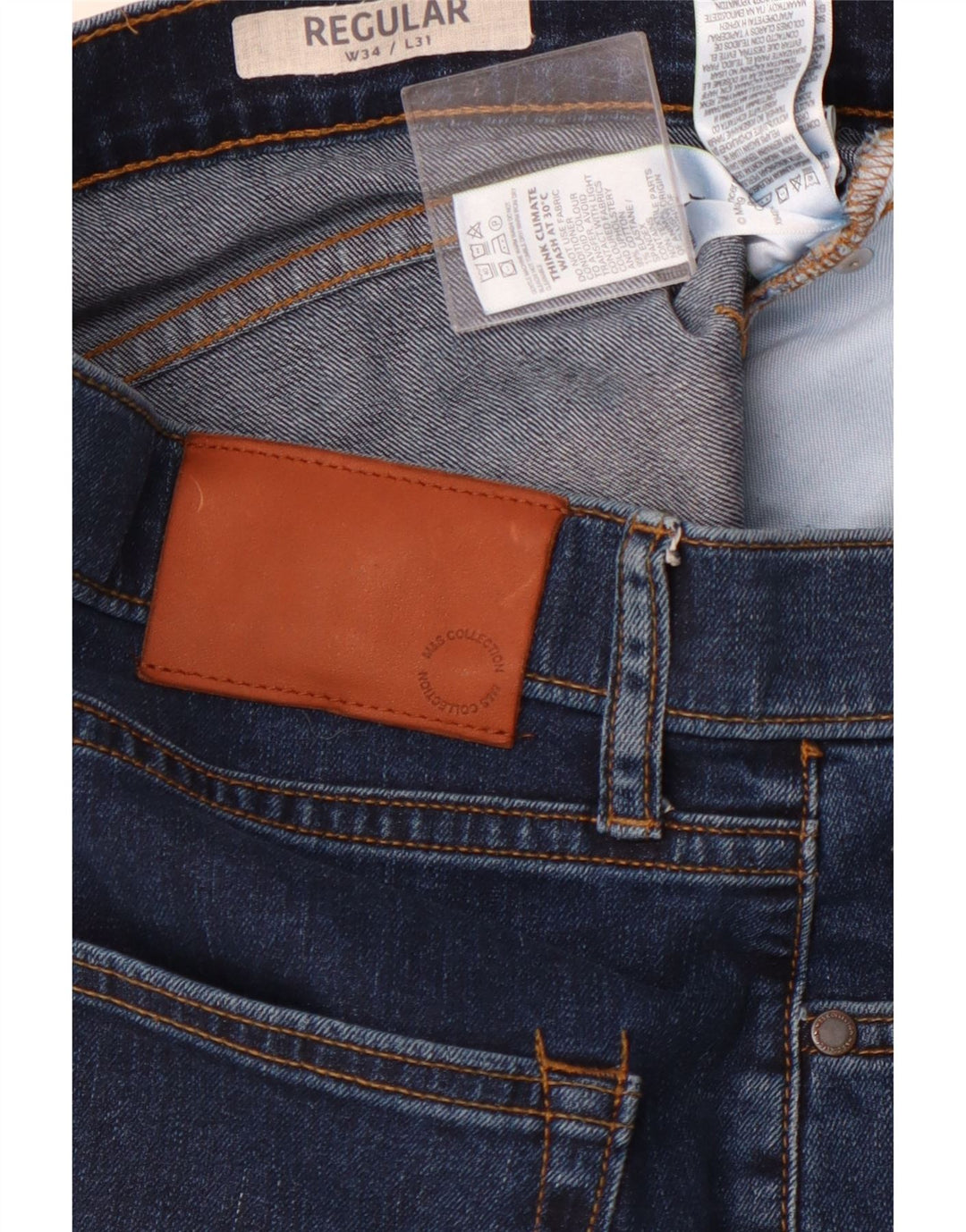 MARKS & SPENCER Blugi drepți obișnuiți pentru bărbați L34 L31 Bumbac bleumarin