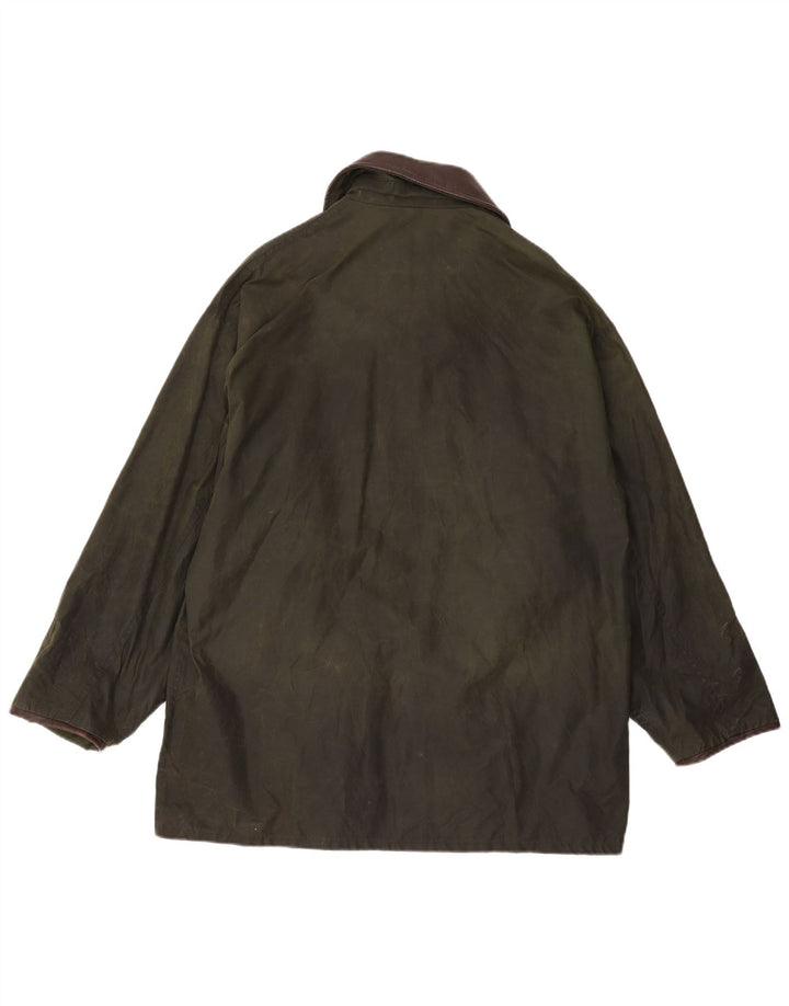 Jachetă vintage pentru bărbați din bumbac cerat UK 38, bumbac color bloc verde mediu