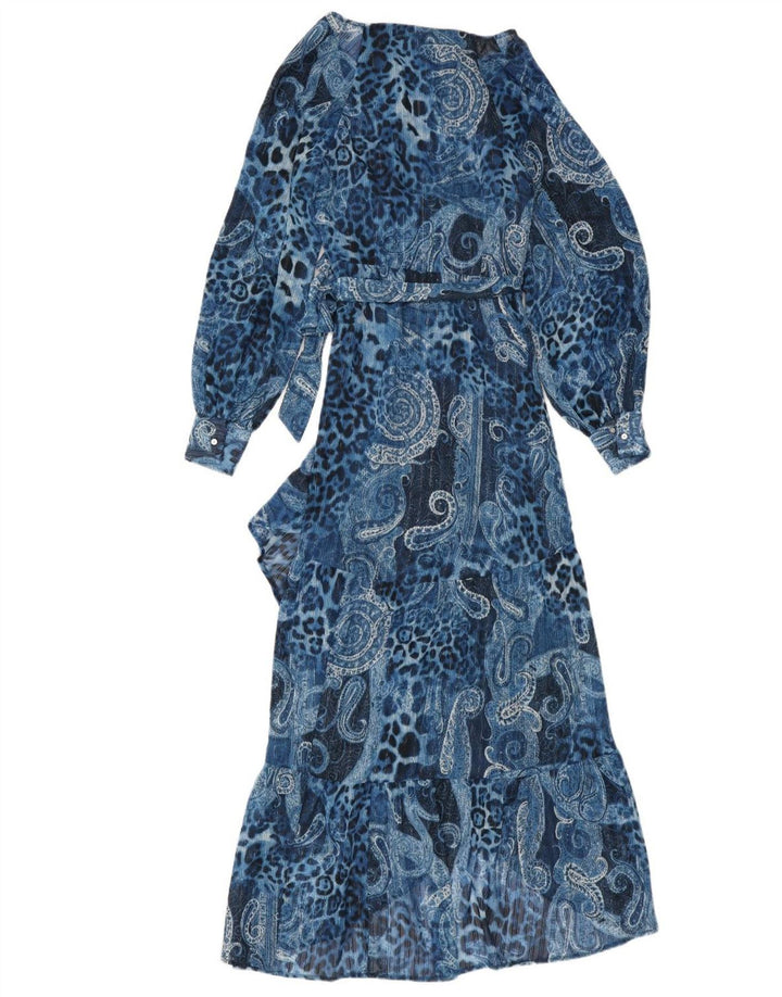 Rochie asimetrică Wrap GUESS pentru femei UK 10 Small Blue Paisley Poliester