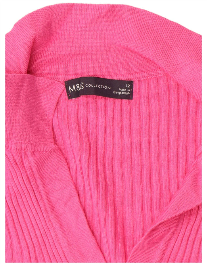 Marks & Spencer Pulover cu gât polo pentru femei UK 12 Viscoză roz mediu