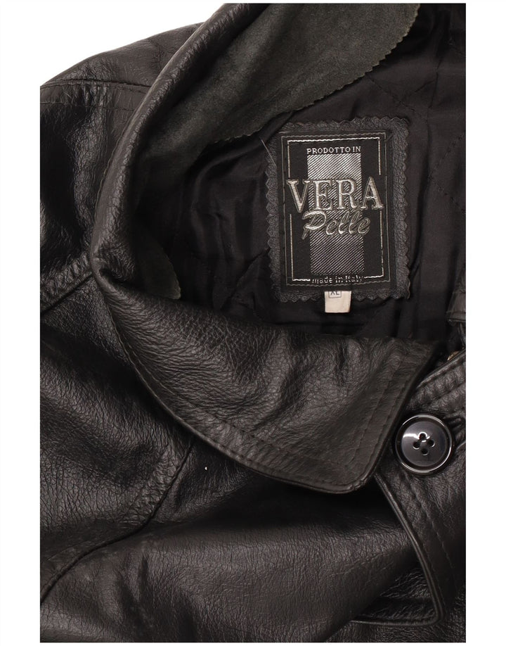 Palton din piele vintage pentru bărbați UK 42 XL din piele neagră