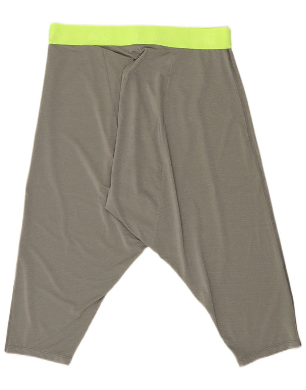 Pantaloni scurți sport Nike Dri Fit Bermuda pentru femei UK 14 Medium Gri Colorblock