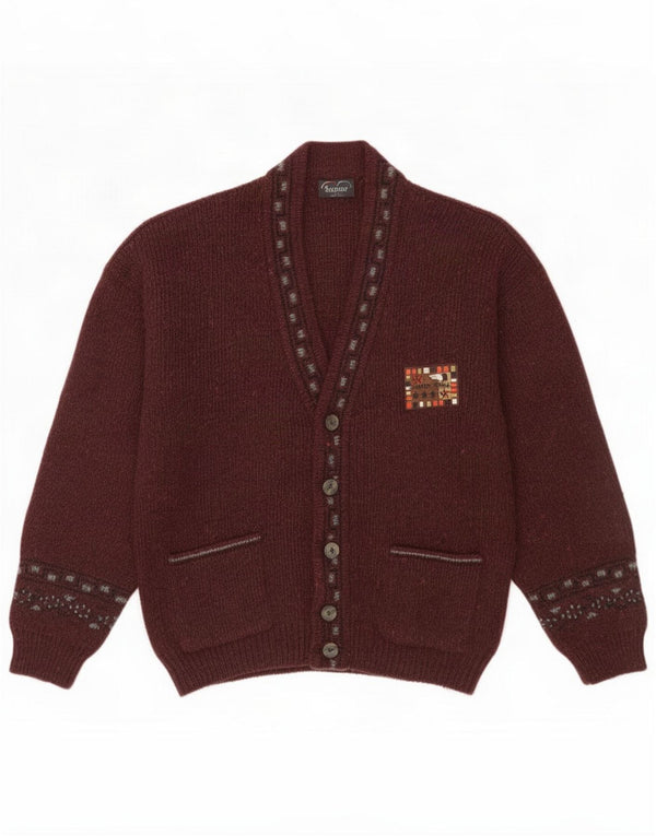 Suspense Mens Cardigan Pulover IT 48 Medium Brown Geometric Acrylic
