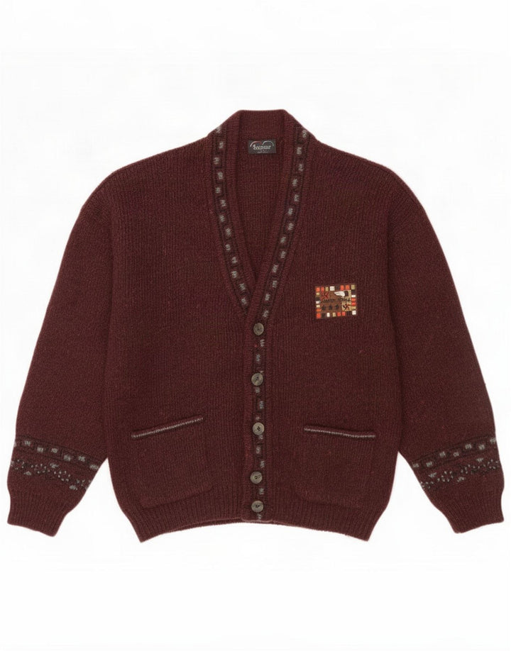 Suspense Mens Cardigan Pulover IT 48 Medium Brown Geometric Acrylic