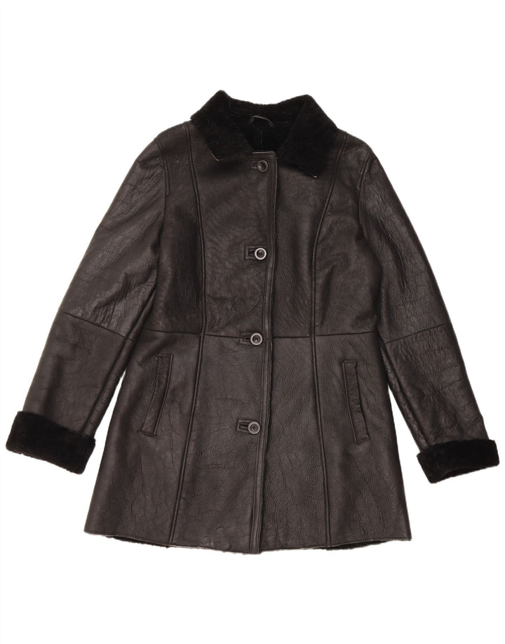 Palton vintage pentru femei din shearling EU 40 Medium Black Leather