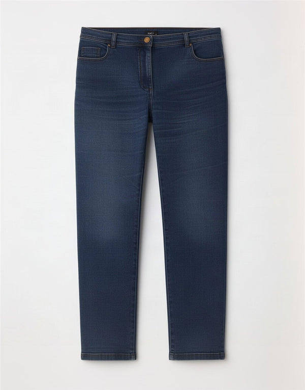 Blugi drepti pentru femei M&Co UK 14 Large W36 L29 Blue Bumbac