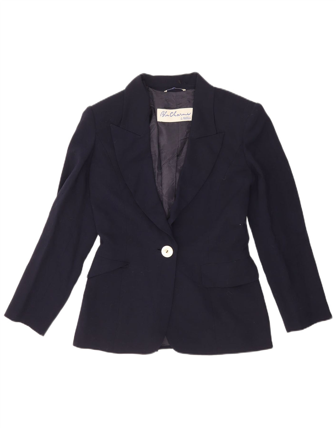 Jachetă Blazer pentru femei Marella cu 1 nasture UK 10 Mic Lână virgină bleumarin