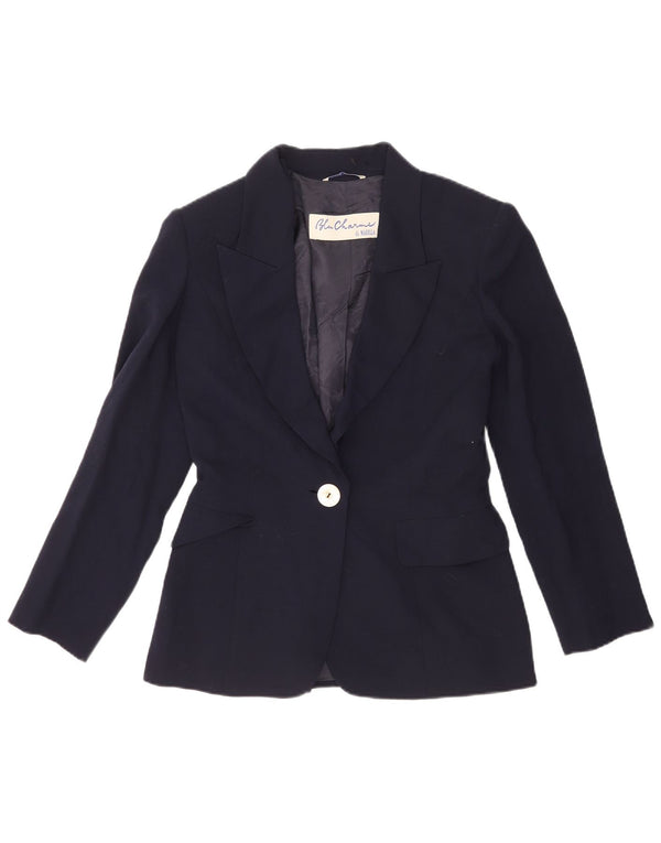 Jachetă Blazer pentru femei Marella cu 1 nasture UK 10 Mic Lână virgină bleumarin
