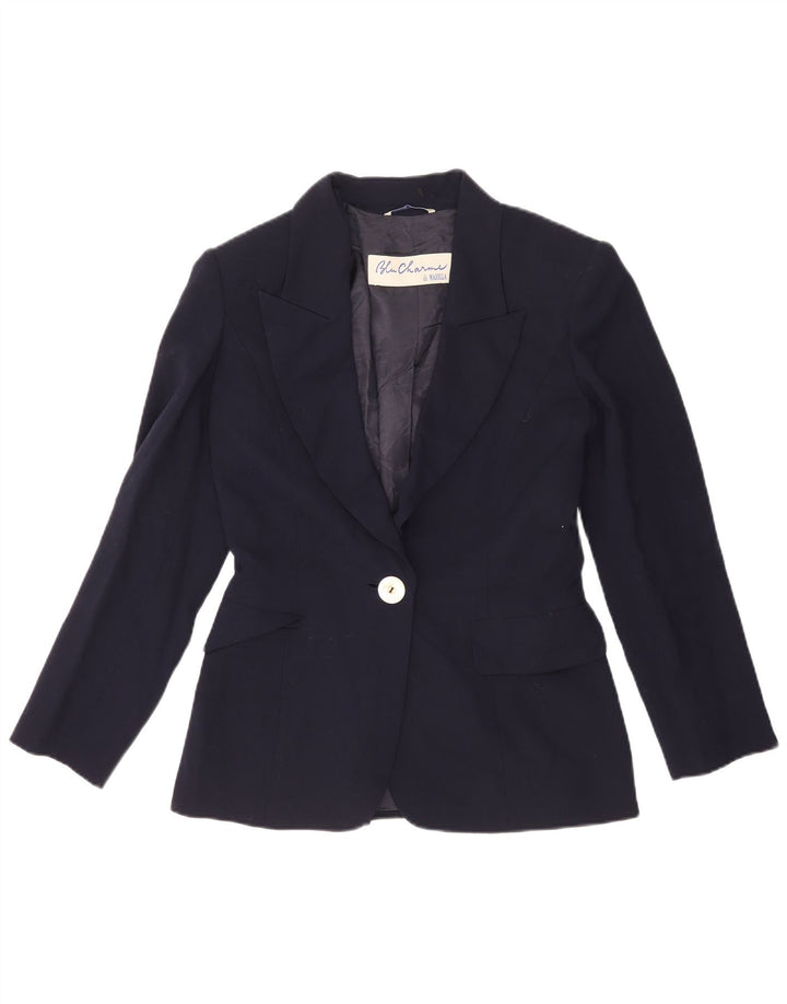 Jachetă Blazer pentru femei Marella cu 1 nasture UK 10 Mic Lână virgină bleumarin