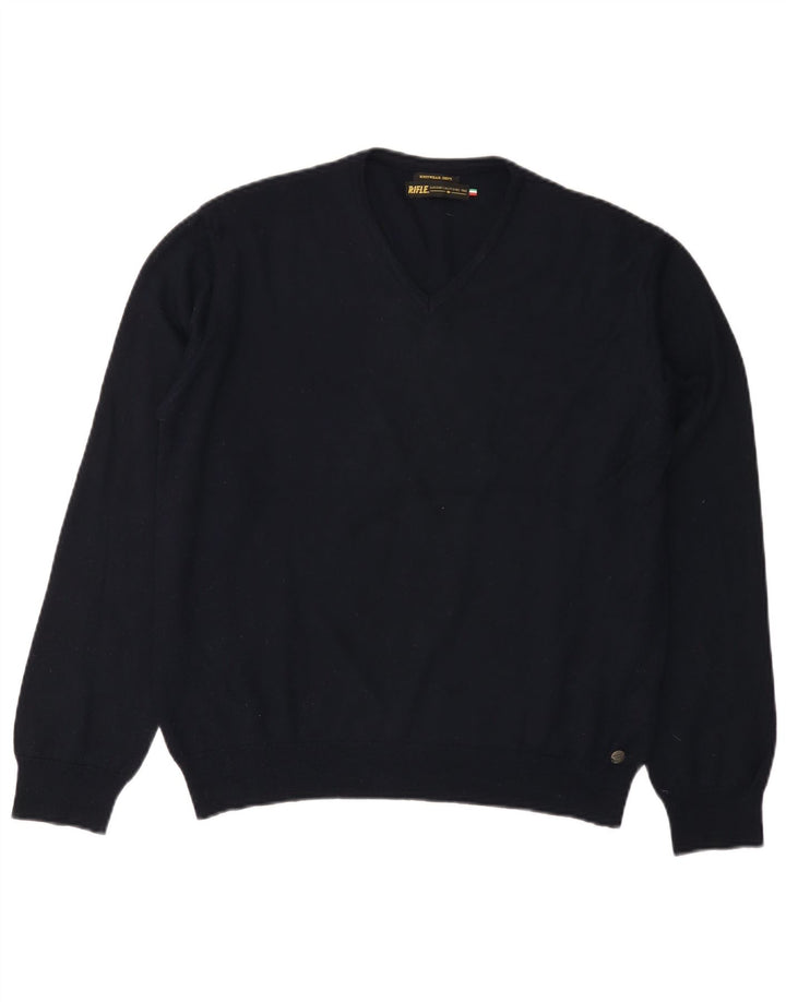 Pulover pentru femei RIFLE cu decolteu în V UK 18 XL bleumarin acrilic