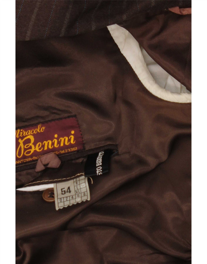 Jachetă vintage pentru bărbați cu două piepturi IT 54 2XL maro cu dungi
