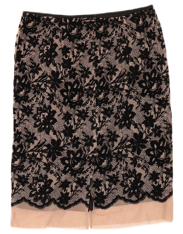 Fusta Midi pentru Femei Zara XS W30 Poliester Floral Negru