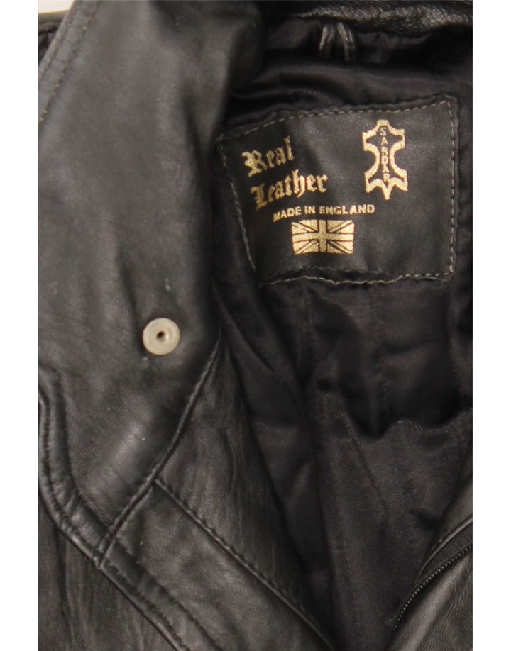 Jachetă de piele vintage pentru bărbați UK 40 Large Black