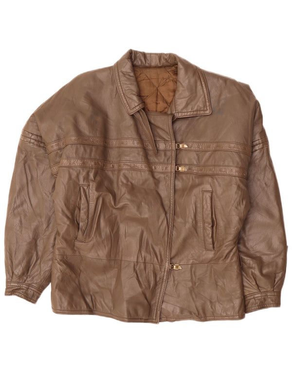 Jachetă de piele pentru femei VINTAGE UK 18 XL maro