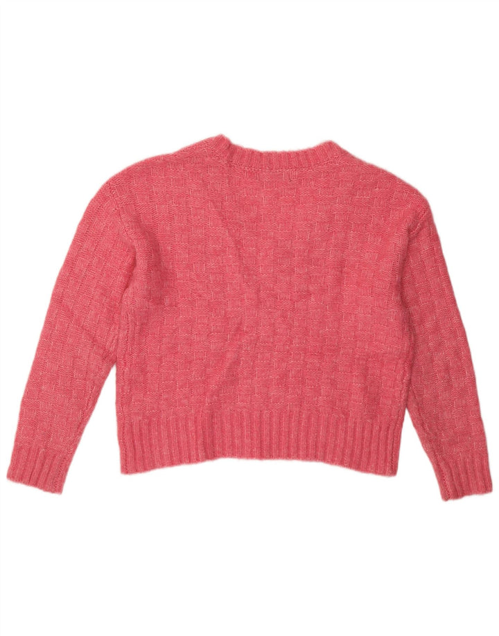 MARKS & SPENCER Pulover cu decolteu în V supradimensionat pentru femei UK 10 Mic roz