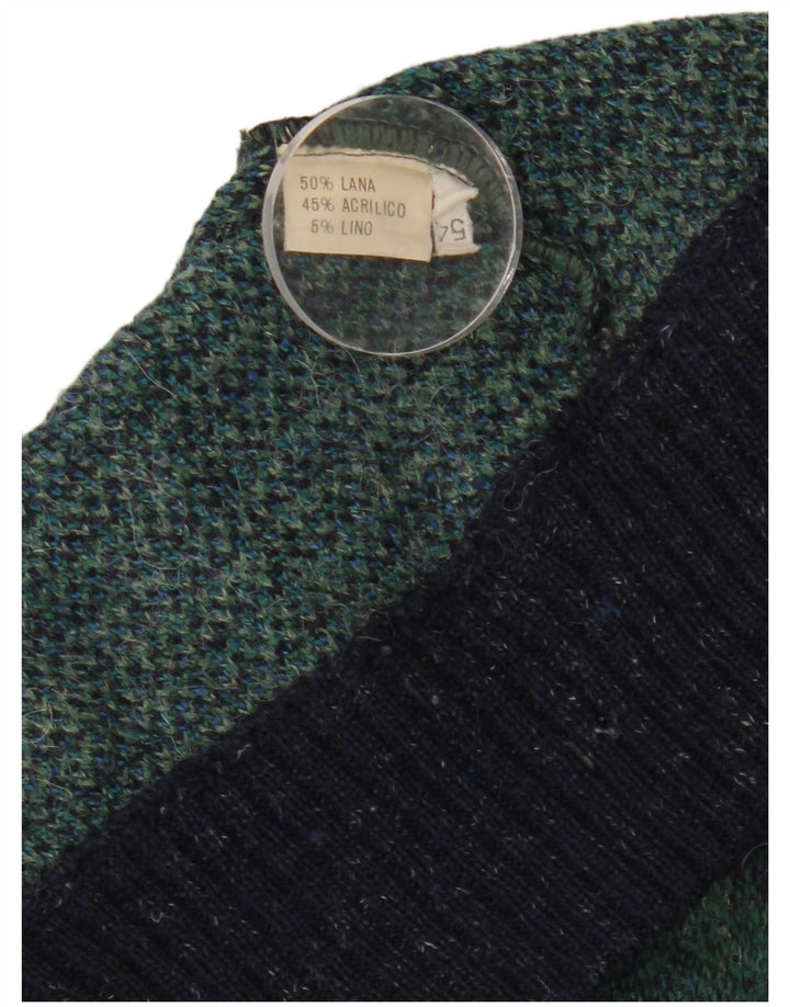 Pulover Cardigan Vintage pentru bărbați IT 54 XL Lână cu carouri bleumarin