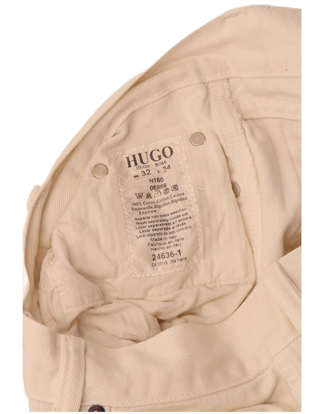 Blugi drepti pentru bărbați Hugo Boss L32 L34 Bumbac alb
