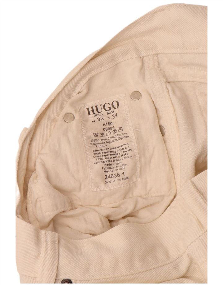 Blugi drepti pentru bărbați Hugo Boss L32 L34 Bumbac alb