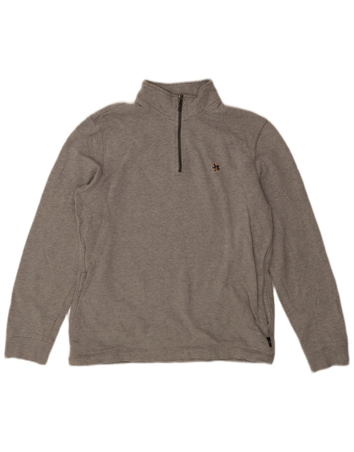 Pulover pentru femei Ted Baker, cu fermoar, cu gât, mărimea 3, bumbac, gri mediu