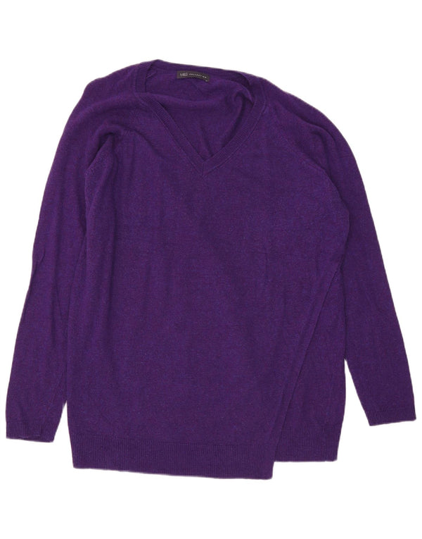 Pulover cu decolteu în V pentru femei Marks & Spencer UK 18 XL violet
