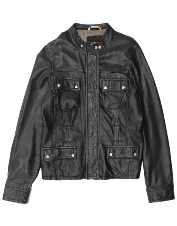 SANDRO FERRONE Jachetă de piele pentru femei UK 14, mare, neagră