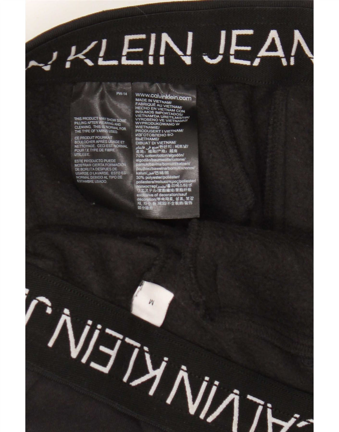 Pantaloni de trening Calvin Klein Jeans pentru bărbați, bumbac negru mediu