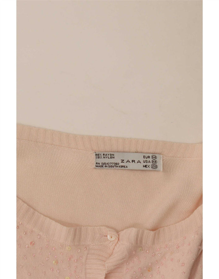 Top cardigan pentru femei Zara UK 12, raion roz mediu