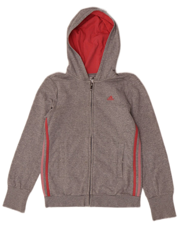 Pulover Adidas pentru fete, cu fermoar, 11-12 ani, bumbac cu pete gri