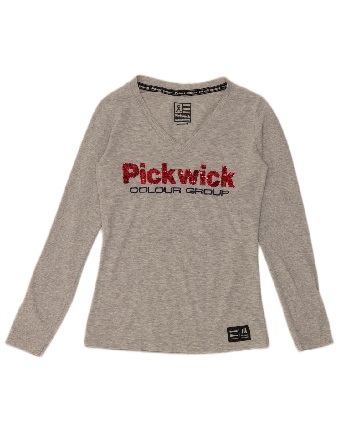 Pickwick Top grafic pentru femei cu mânecă lungă UK 8, mic, gri, viscoză cu pături