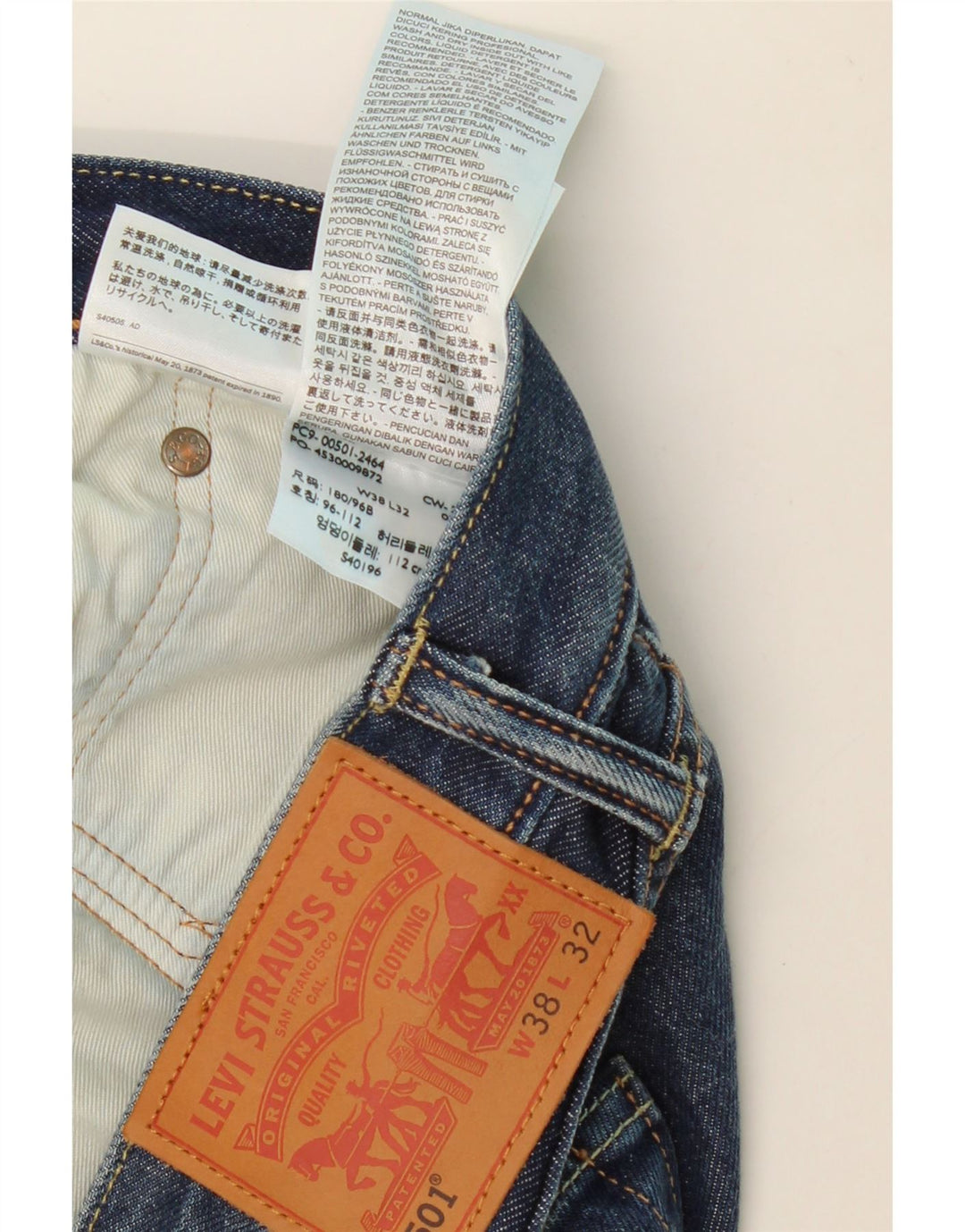Blugi drepti pentru bărbați LEVI'S 501 W38 L32 Bumbac albastru