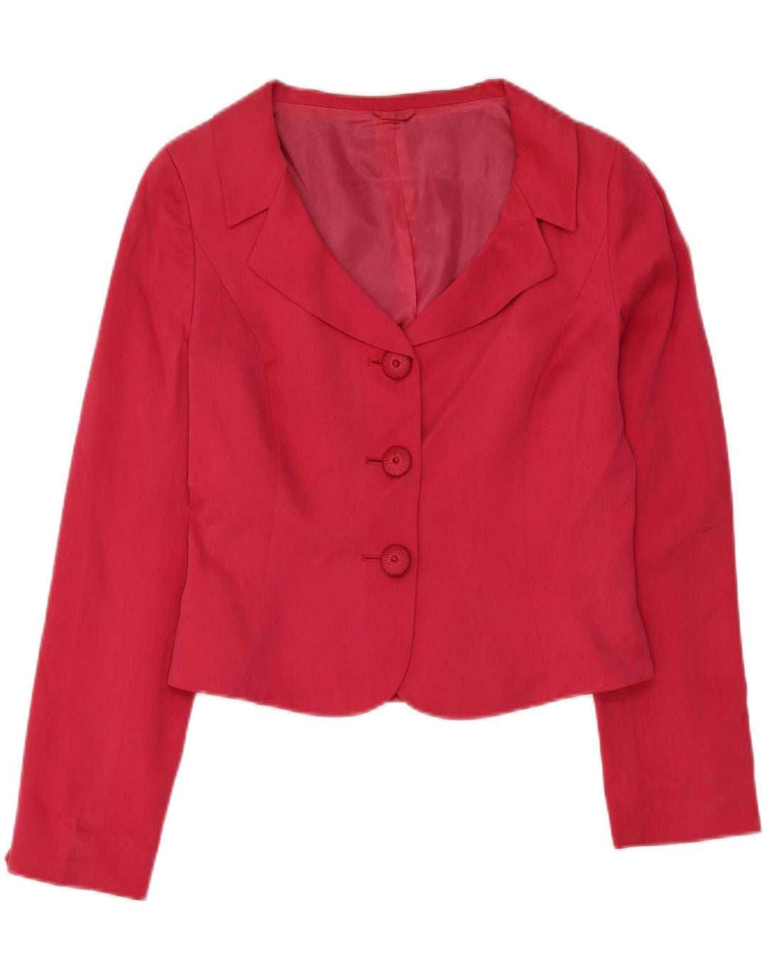 Jachetă Hobbs pentru femei Crop 3 Button Blazer UK 12 Medium Pink Mătase
