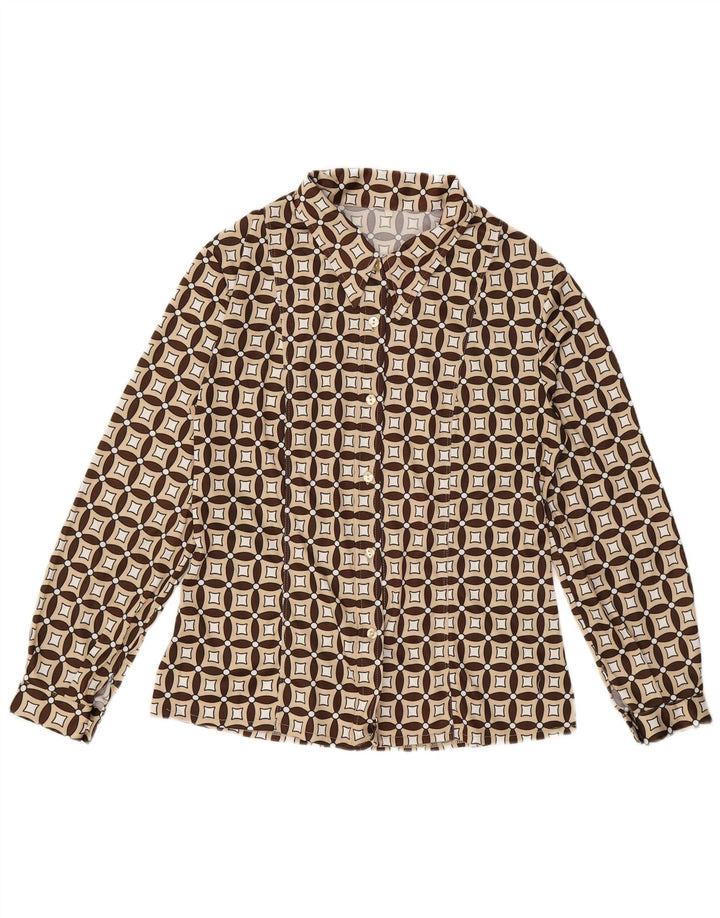 Cămașă pentru femei VINTAGE UK 16 Lână geometrică mare, bej