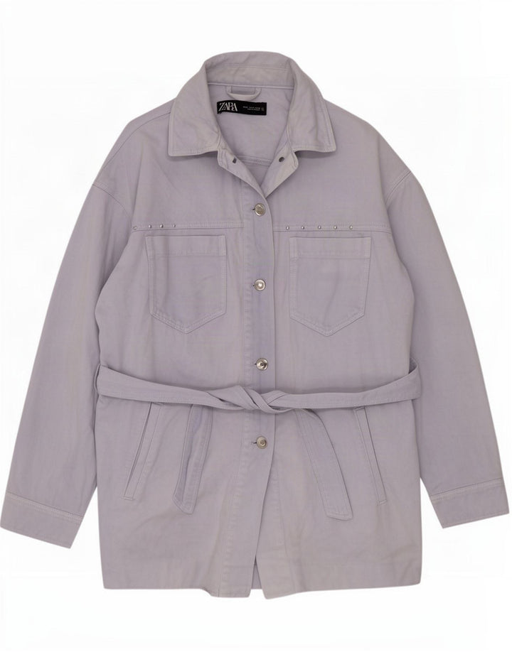Jachetă utilitare supradimensionată pentru femei Zara UK 14, bumbac albastru mediu