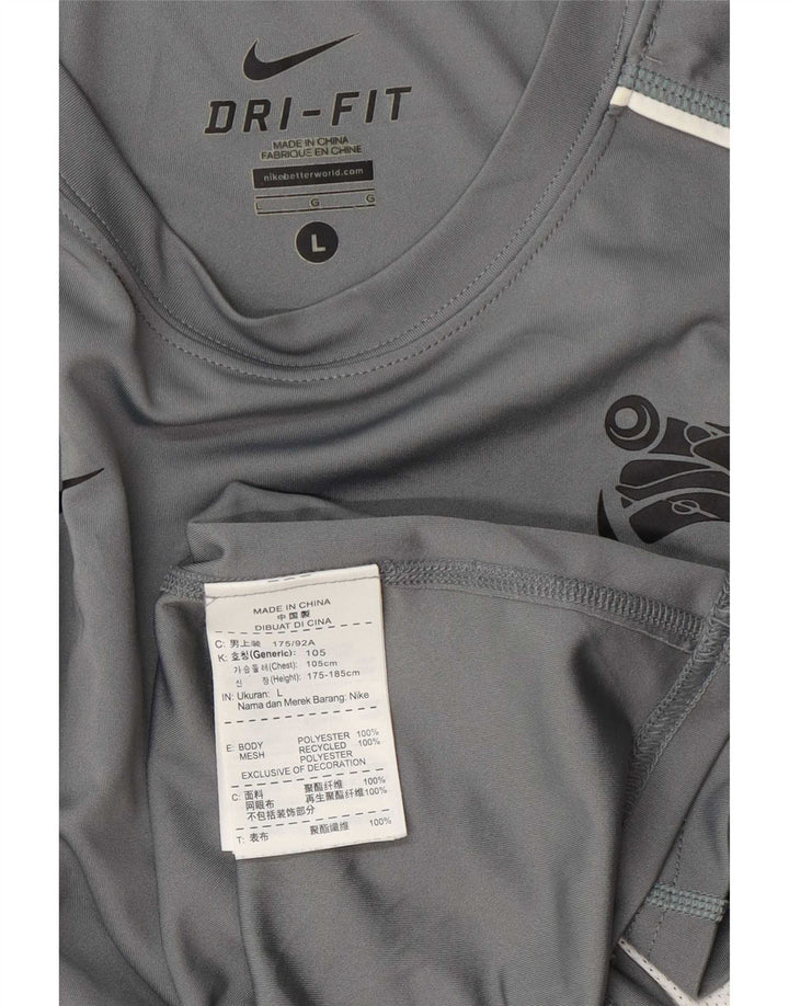 Tricou pentru bărbați Nike Dri Fit Top mare, gri, poliester color bloc