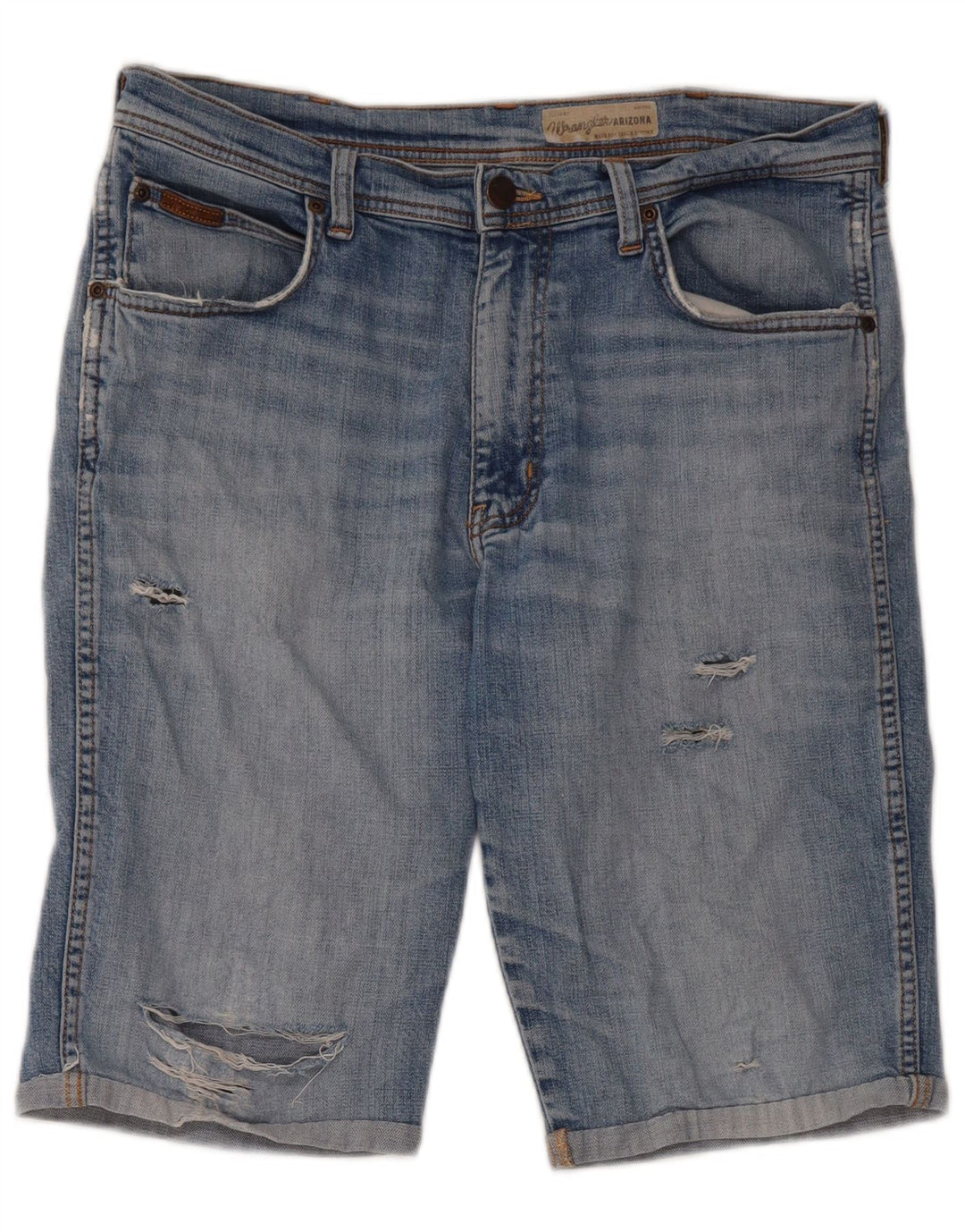 Pantaloni scurți din denim învechit Wrangler pentru bărbați W34, bumbac albastru mare