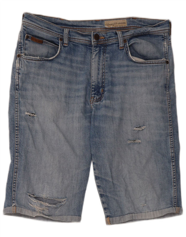 Pantaloni scurți din denim învechit Wrangler pentru bărbați W34, bumbac albastru mare