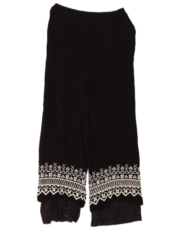 Pantaloni drepți casual dama vintage W28 L27 negru geometric