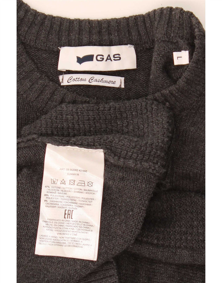 Pulover pentru bărbați Gas cu gât roșu, bumbac mare, gri