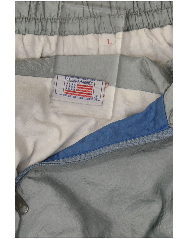 Trening complet pentru bărbați vintage, mare, gri, nailon color bloc