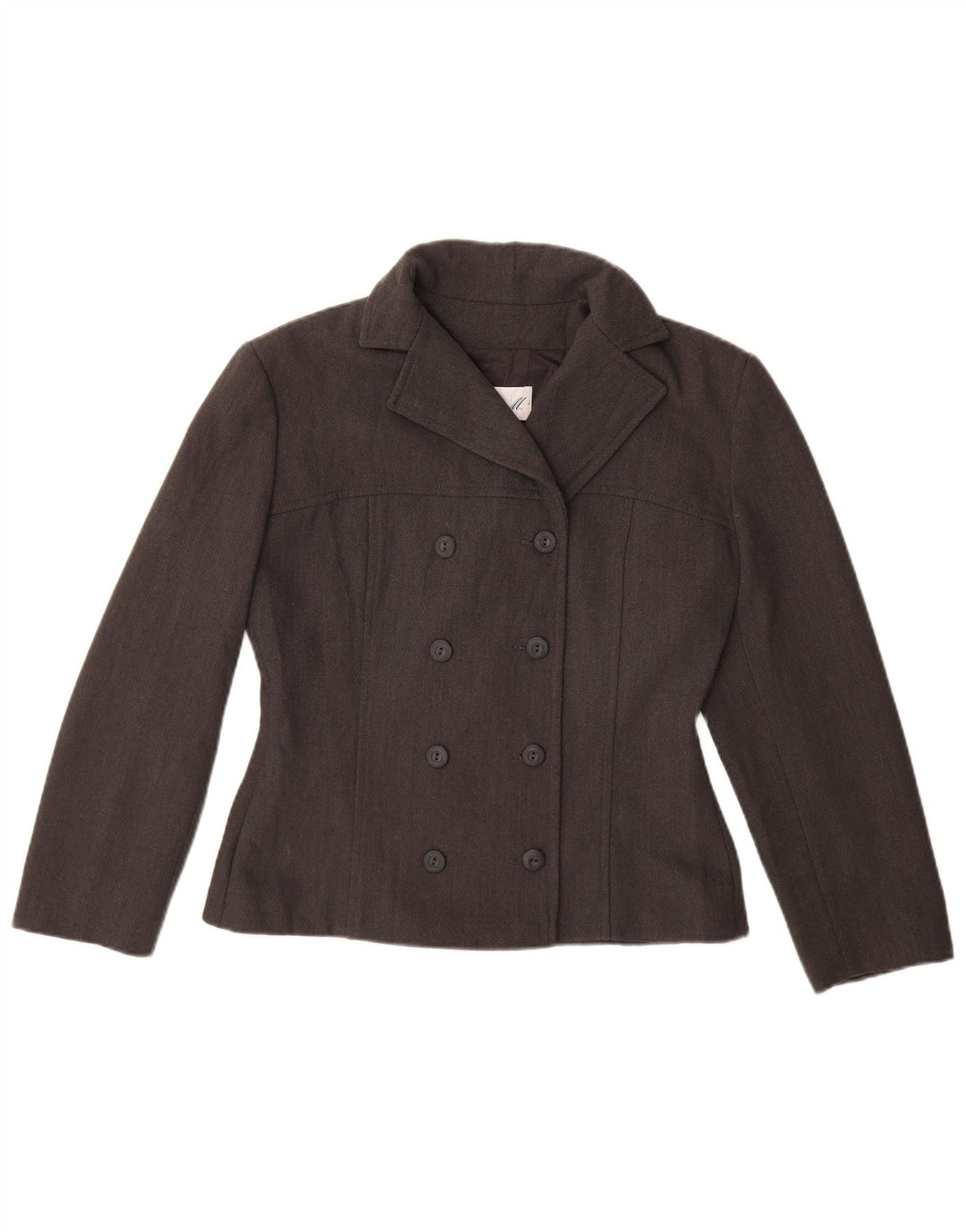 Jachetă vintage pentru femei crop dublu-breasted, UK 14, gri mediu