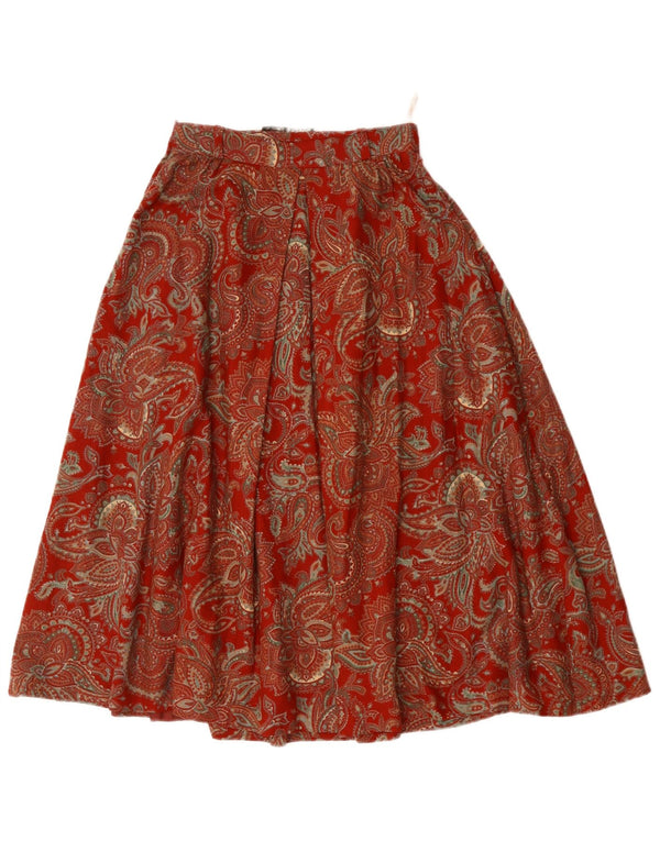 DORENE Fustă A-Line cu talie înaltă pentru femei EU 36 Small W24 Red Paisley Acrilic
