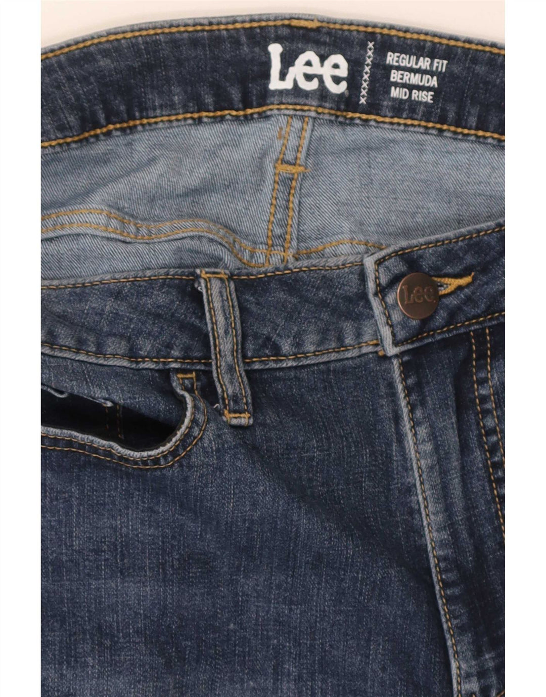 Pantaloni scurți din denim Lee pentru femei, cu talie medie, cu talie medie, W32 Large Blue