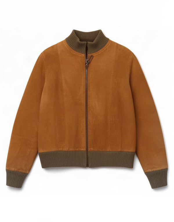 Bomber vintage pentru bărbați din piele intoarsa UK 34 XS maro