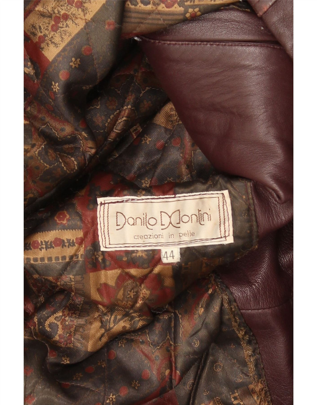 Palton din piele vintage pentru femei, cu croiala lejeră, IT 44 Medium Burgundy