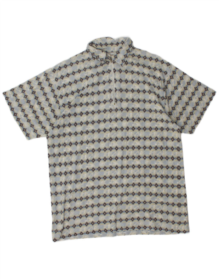 Tricou polo pentru bărbați SAVVY, cu fermoar, albastru, bumbac Argyle/Diamond