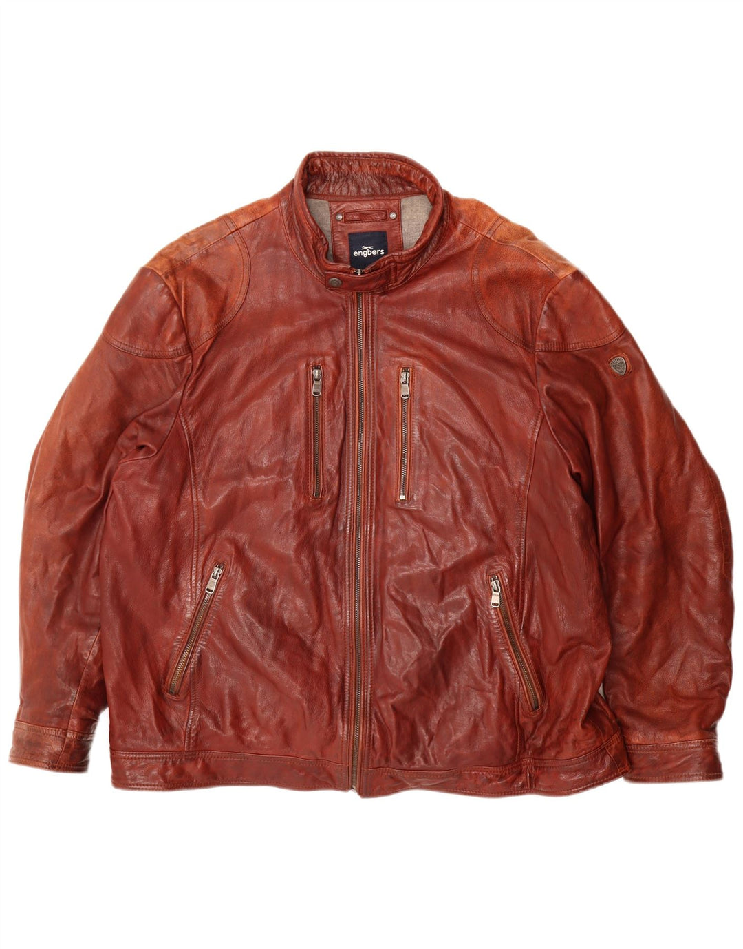 ENGBERS Jachetă de piele pentru bărbați UK 46 3XL Burgundy