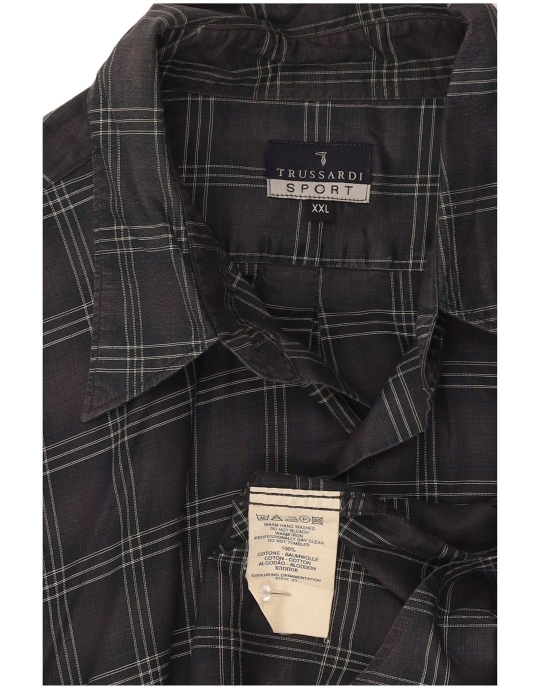 Cămașă Trussardi pentru bărbați 2XL, bumbac cu carouri gri